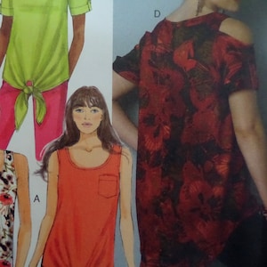 Butterick 6057 Sewing Pattern: Miss Size Loose Fit Tunic Top, Cold Shoulder