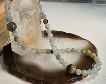 Double-strand blue calcite bracelet: Sea From The Star