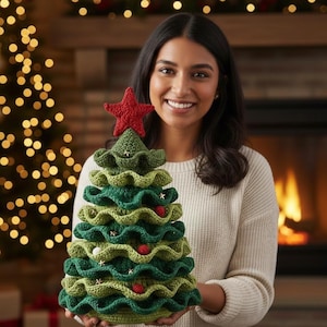 Ruffled Crochet Christmas Tree Pattern | Beginner Holiday Decor (PDF Pattern)
