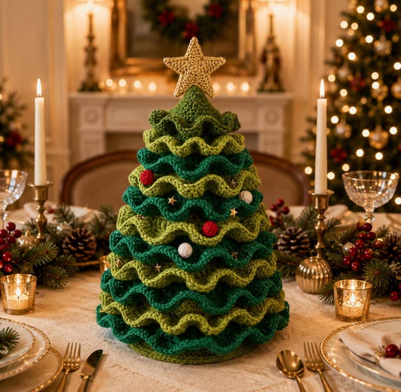 Crochet Christmas Tree Pattern PDF, Holiday Tabletop Tree, Christmas Tree Decor, Crochet Tree Cover, Christmas Home Decor, DIY Xmas Tree