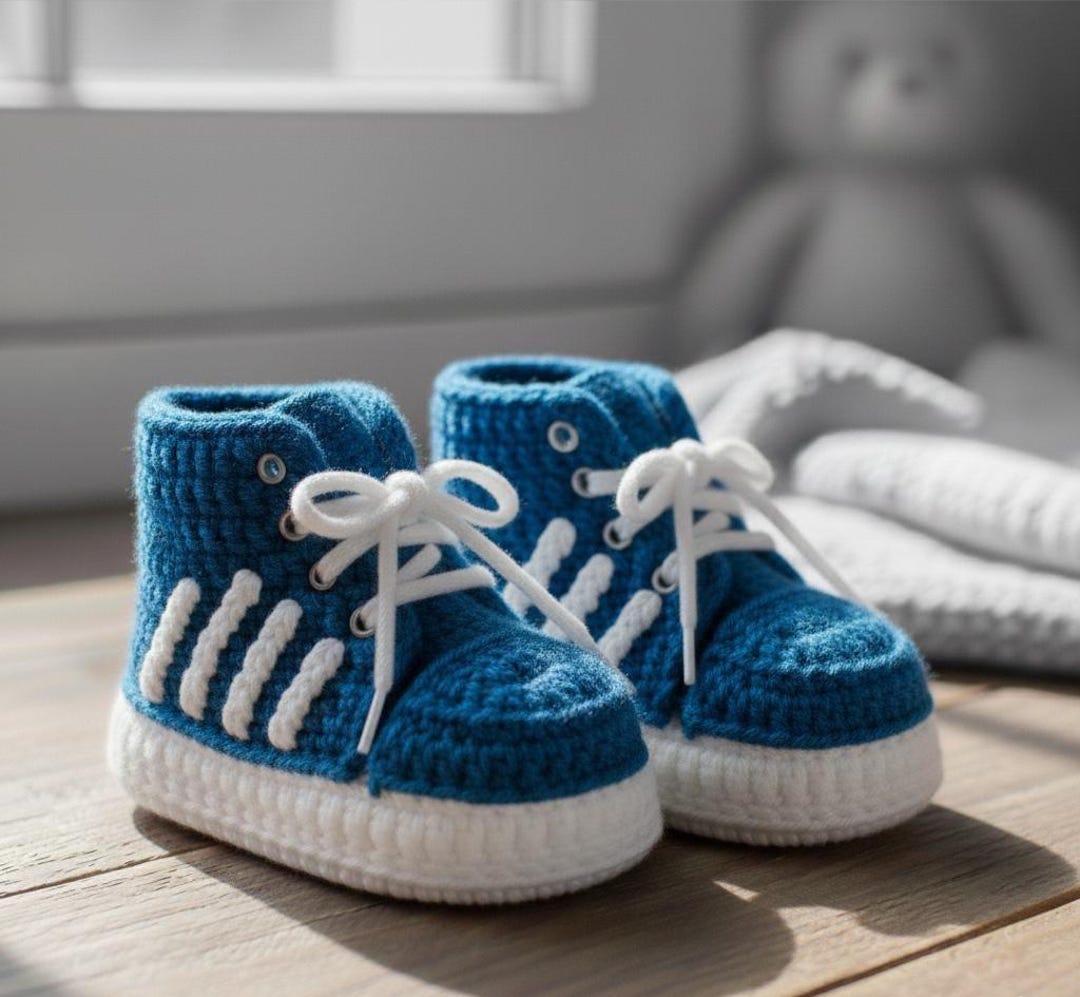 Crochet Pattern, Crochet Baby Sneakers Pattern, High Top Booties ...