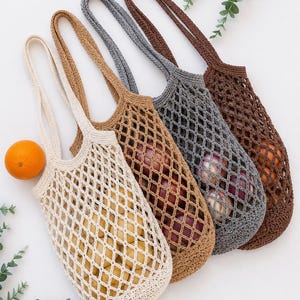 Patrón de ganchillo, patrón de bolso de mercado de malla plegable de ganchillo, bolso de mercado reutilizable fácil, bolso de playa de verano, patrón de bolso de ganchillo fácil de hacer
