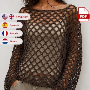 Crochet Pattern, Crochet Mesh Top for women, summer Top, Crochet Tutorial, Lightweight Beach Top Pattern, Airy shirt, DIY made to measure image 2