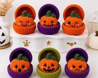 Halloween pumpkin Crochet Pattern, Pumpkin & steamer pdf, amigurumi fall decor Beginner Friendly halloween Decoration dumpling pattern.