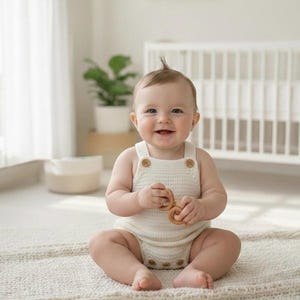 Crochet Pattern, Crochet Baby Romper Pattern, instant download, crochet baby dress, Unisex Outfit 3-6 Months, English (US terms)