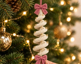 Crochet Christmas Tree Pattern PDF, Hanging Spiral Ornament, Amigurumi Xmas Decor, Digital Download