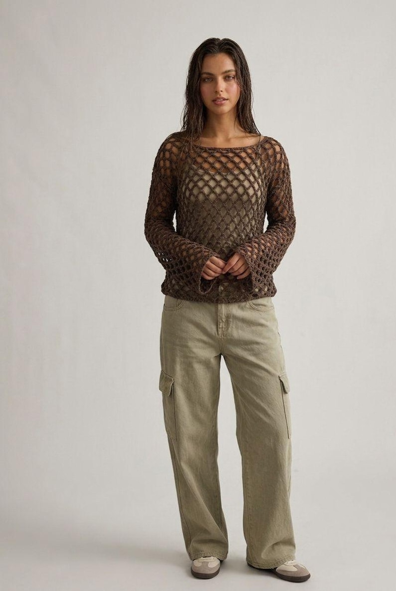 Crochet Pattern, Crochet Mesh Top for women, summer Top, Crochet Tutorial, Lightweight Beach Top Pattern, Airy shirt, DIY made to measure image 5