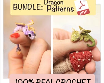 Paquete de patrones de dragones a crochet: Dragón de flores y guardián durmiente Amigurumi en PDF, más de 230 fotos paso a paso