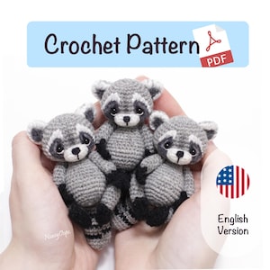 Waschbär Häkelanleitung: Amigurumi Waschbär Tier (PDF Anleitung von NansyOops)