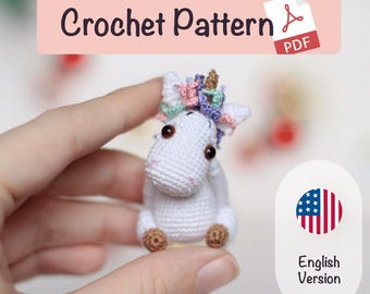 Crochet Unicorn Pattern PDF Tutorial | Miniature Rainbow Amigurumi | Easy Fantasy Animal Pattern by NansyOops