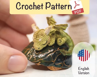 Sleeping Dragon Crochet Pattern – Micro Amigurumi PDF Tutorial (English Version)