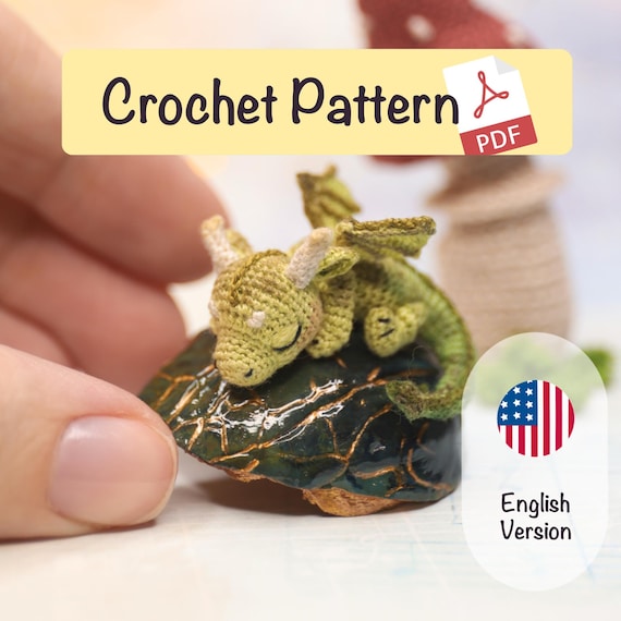 Sleeping Dragon Crochet Pattern – Micro Amigurumi PDF Tutorial (English Version)