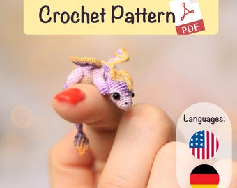 Patrón de dragón de crochet: Tutorial en PDF del patrón amigurumi de fantasía de NansyOops para un animal miniatura único