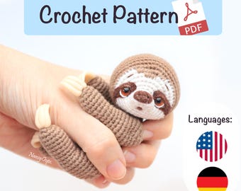 Crochet Sloth Pattern PDF – Amigurumi Plush Sloth Tutorial | Animal Pattern by NansyOops