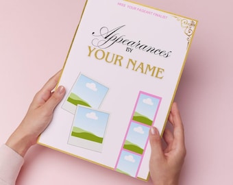 Boeksjabloon voor optochtverschijning | Babyroze en gouden bewerkbare canvasmap | Onbeperkt aantal pagina's met collages | A4-afdrukbaar | Direct downloaden