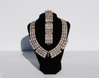 Art Deco Rhinestone Necklace and Bracelet