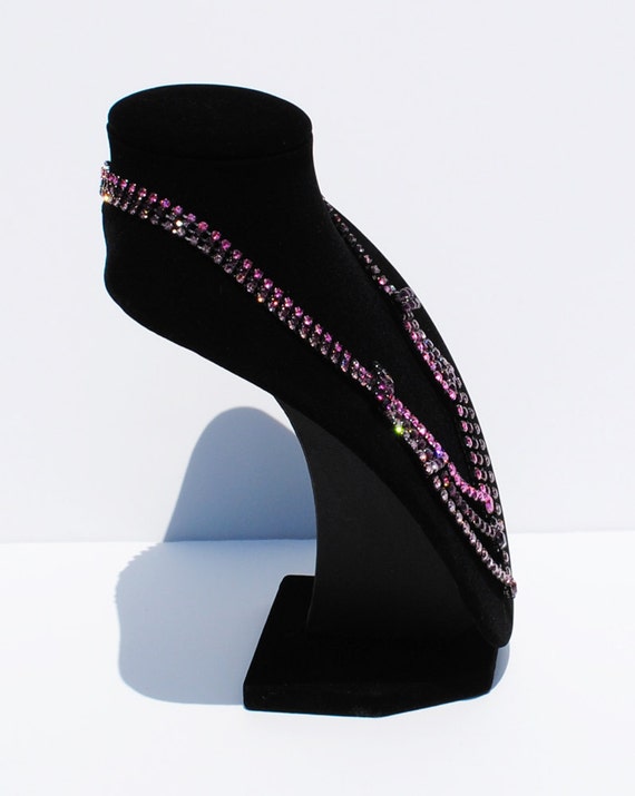 Czech RepublicThree Tier Purple Rhinestone Neckla… - image 3