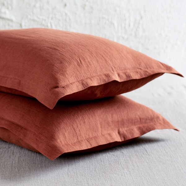 Orange Linen Pillow Etsy