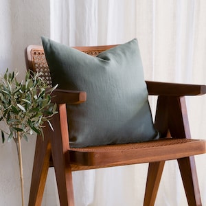 Linen pillow cover Moss green, Lumbar or Square pillow covers in various colors, Linen decorative pillows, Linen throw cushions