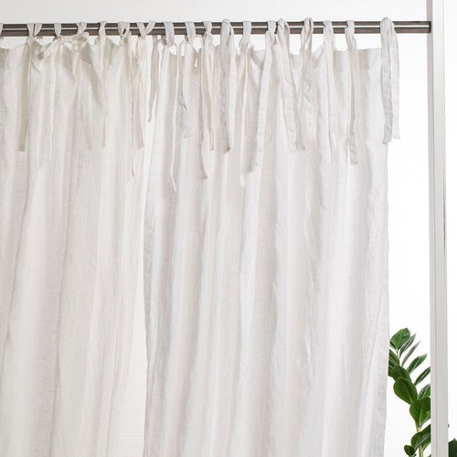 Natural Linen Curtains Tie Top Linen Curtains 1 Panel Etsy