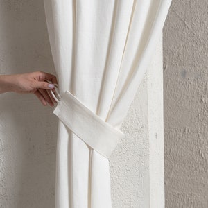 Linen Curtain Tie Backs. Set of 2 Linen Tiebacks for Curtains. Fabric Curtain Holdback with Loops
