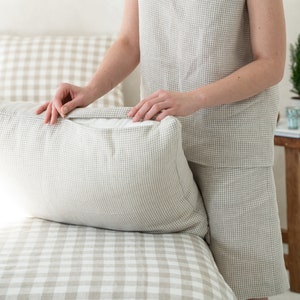 Linen pillow case Gingham, Checkered pillowcase, Minimalistic linen bedding, 1 small checks pillowcase Queen, Standard, Body pillow cover