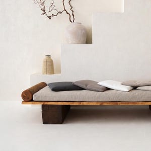 Heavy Linen Bench Cushion, Custom Cushion with Removable Cover, Window Seat Cushions