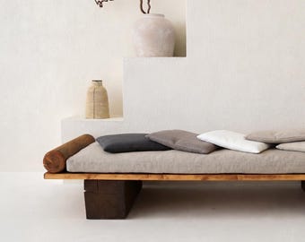 Heavy Linen Bench Cushion, Custom Cushion with Removable Cover, Window Seat Cushions