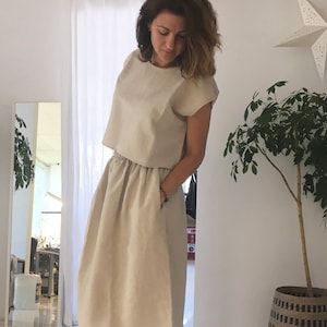 Linen crop top women, Natural crop tops in various colors, Short linen blouse women, Sleeveless shirt for woman, Linen women&#39;s clothing
