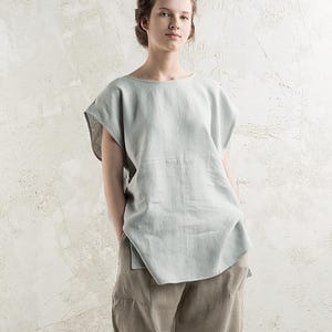 Linen top for women, Natural linen tunic, Long linen blouse, Linen summer clothing women
