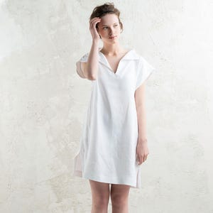 Casual linen dress women, White dress, Custom dress for women, White linen dress, Short dress, Simple summer dress Linen women&#39;s clothing