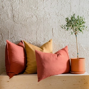 Natural linen pillow cover, Custom linen pillows, Lumbar pillow covers, Square custom size cushions, Custom color linen decorative pillow image 3