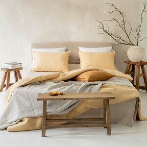 Linen duvet cover Butter Yellow, Natural duvet cover with zipper in various sizes, Pale yellow bedding Queen, Double, King, Twin, Full