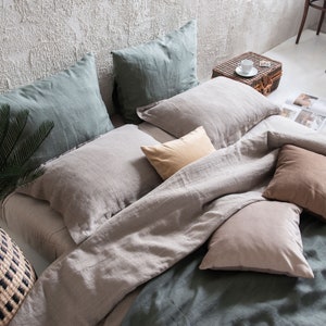 Linen bed sheet set, Linen bedding set in various colors, Natural linen sheets and pillowcases Queen, King, Double, Full, Twin