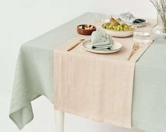 Mantel de lino natural, Manteles personalizados de pequeños a grandes, Decoración de mesa de lino