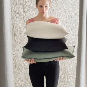 Natural linen pillow cover, Custom linen pillows, Lumbar pillow covers, Square custom size cushions, Custom color linen decorative pillow image 2