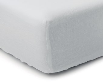 Dove grey linen fitted sheet, Handmade linen bedding, Natural fitted sheets, Linen sheets Queen, King, Full, Crib