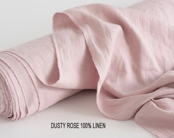 Dusty Rose Linen Fabric by the Yard 