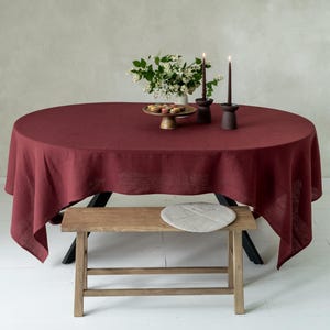 Linen tablecloth in wine red or custom color, Large table cloth, Extra long tablecloths, Custom table decor by LovelyHomeIdea