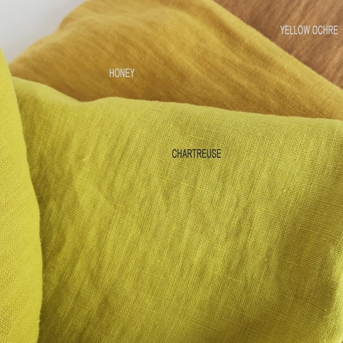 Linen Fabric Green Tones Fabric by the Yard or Meter Etsy