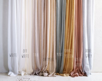 Sheer linen fabric by the yard, 8 colors, Natural lightweight linen fabric for curtains