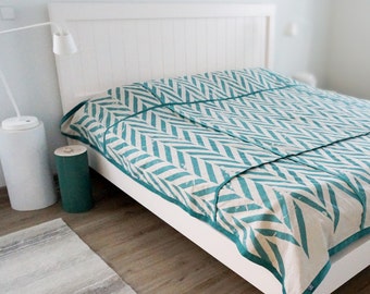 Printed bedspread Linen ZIGZAG printed coverlet Queen King Double Twin of full size bedding More colors available