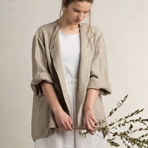 Natural linen jacket, Linen jacket for women, Custom Linen womens clothing, Linen cardigan, Long linen coat, Linen jacket women