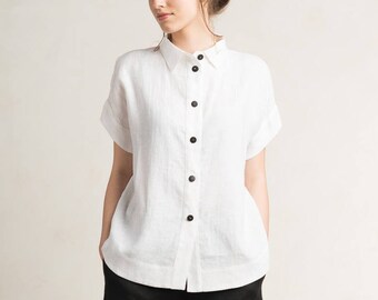 White Linen Shirt for Woman White Shirt 