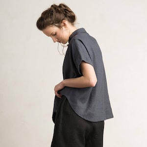 Soft linen shirt for women, Collar shirt with buttons, Casual women&#39;s clothing, Summer shirt, Loose fit shirt, Linen shirt for women