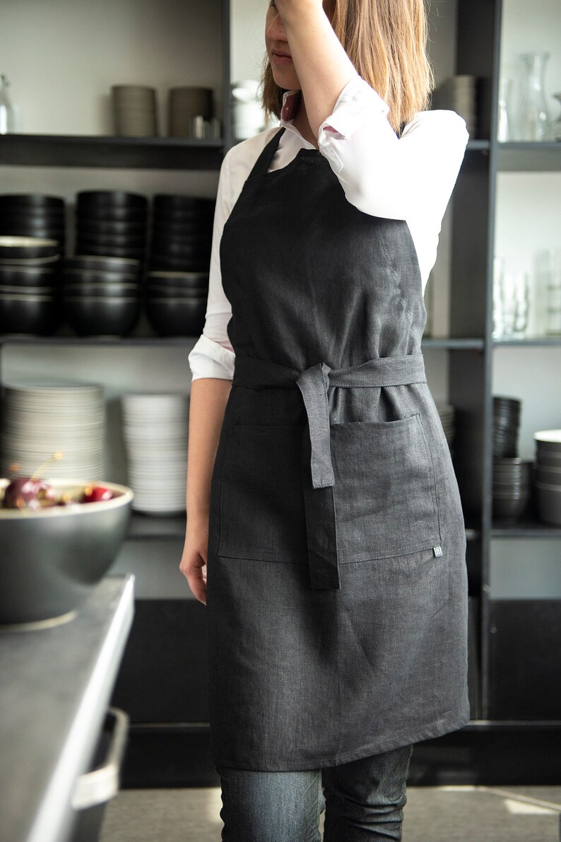 Full Linen Apron 30 Colors Linen Aprons With Pockets Linen Etsy Australia