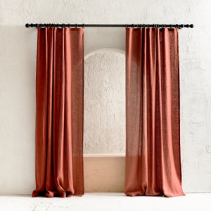 Natural linen curtains, Blackout curtains, 1 window curtain panel, Custom drapery panels with tape for rings, Handmade window treatments image 2