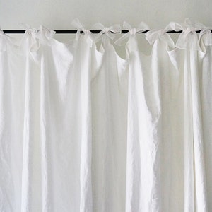 Cortina de lino blanco atado Cortina de ventana natural con lazos de organza Cortinas personalizadas Cortinas de lino cortinas de ventana imagen 4