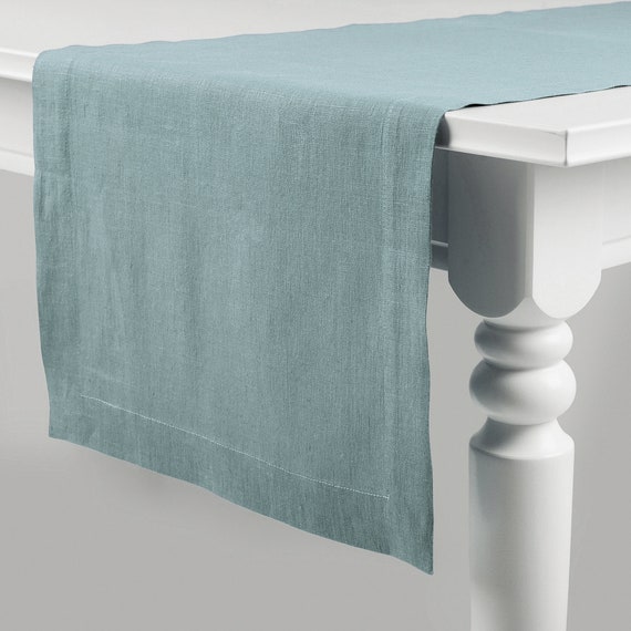 Soft linen table runners Ice mint, Blue mint table runner for dining table, Custom table linens in various colors, Timeless table runner