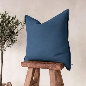 Indigo linen throw pillow cover, Throw pillow covers, Blue linen couch pillows, Nautical Coastal Home decor